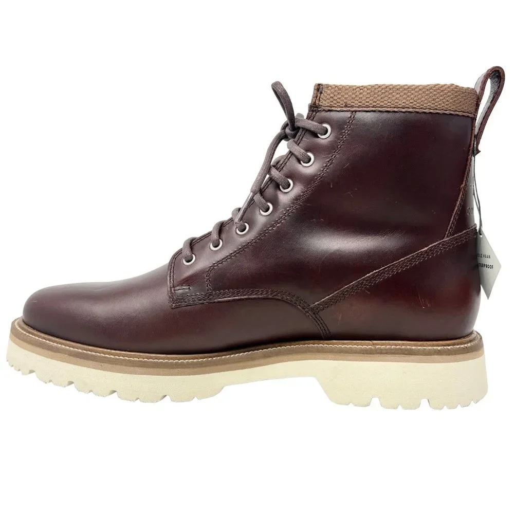 Cole Haan American Classics Plain Toe Leather Boot Brown White Lug Sole Size 8.5